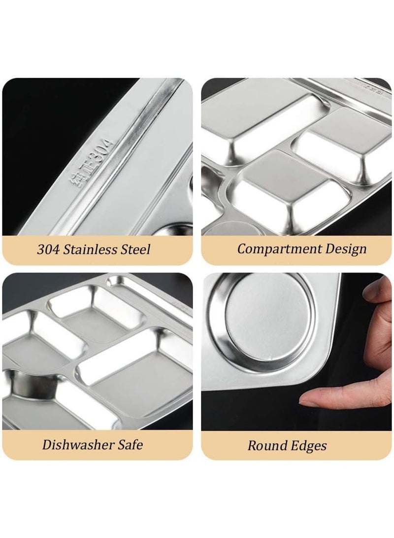 6 Compartment Stainless Steel Serving Plate – Durable Rust Resistant Food Tray for Kids and Healthy Meals - Image 5